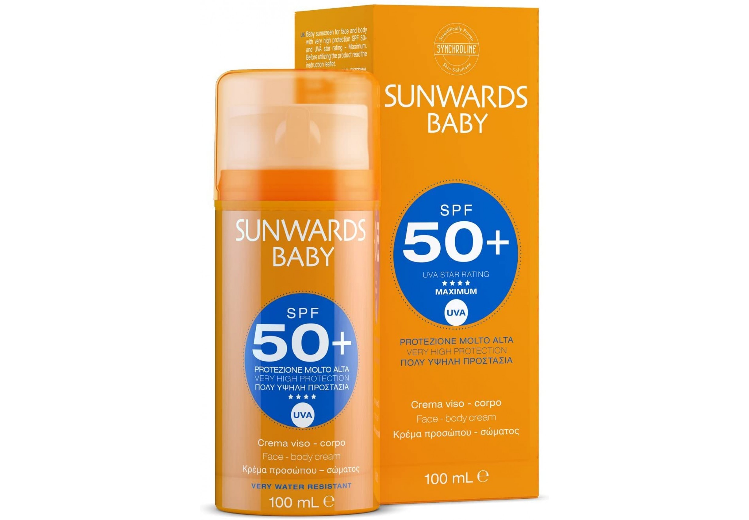 Synchroline Sunwards Baby Слънцезащитен крем за лице и тяло за деца SPF 50+ 100 мл